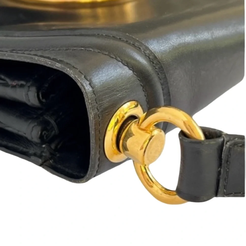 Vintage Gucci Blondie 1970s Black Leather Accordion Shoulder Bag Interlocking GG - Picture 11 of 16